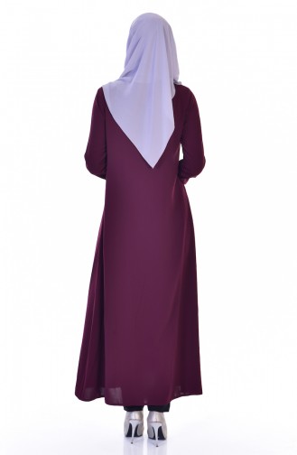 Abaya mit Reißverschluss 3501-02 Weinrot 3501-02