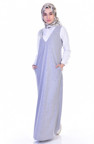 Gray Hijab Dress 8078-02