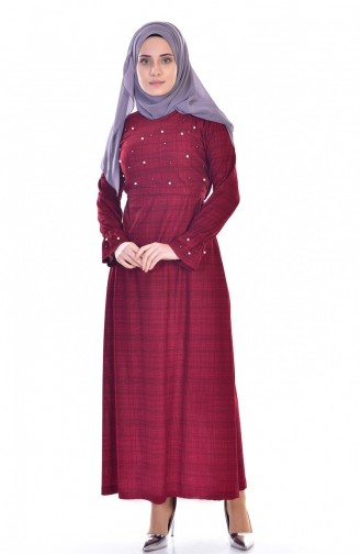 İncili Elbise 6003-01 Kırmızı