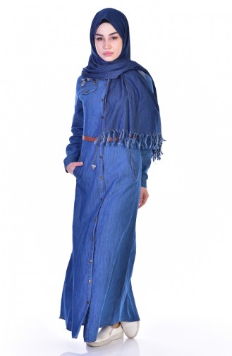 Jeans Kleid mit Gürtel 0116-02 Jeans Blau 0116-02
