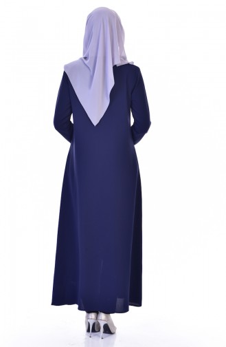 Abaya a Fermeture Col Officier 3501-04 Bleu Marine 3501-04