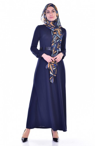 Navy Blue Hijab Dress 3669-05