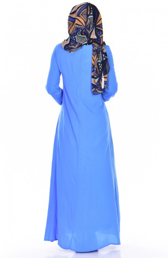 Bağcık Detaylı Viskon Elbise 1134-28 Mavi