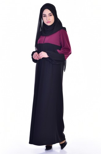 Patchwork Abaya 3305-05 Zwetschge Schwarz 3305-05