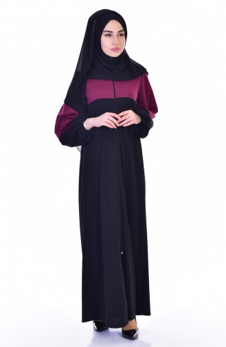 Patchwork Abaya 3305-05 Zwetschge Schwarz 3305-05