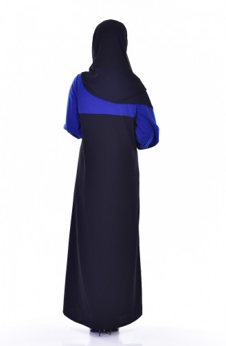 Abaya Garni 3305-02 Bleu Roi Noir 3305-02