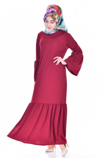 Claret Red Hijab Dress 3301-03
