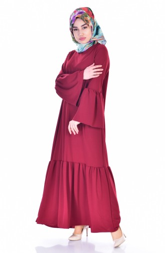 فستان بتصميم سادة وتفاصيل بكشكش 3301-03
