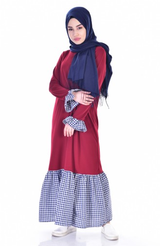 Claret Red Hijab Dress 3302-07