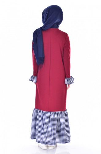 Claret Red Hijab Dress 3302-07