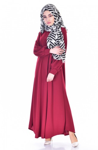 Claret Red Hijab Dress 3303-02