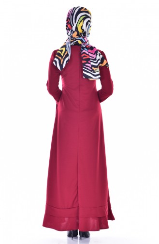 Claret Red Hijab Dress 3304-01