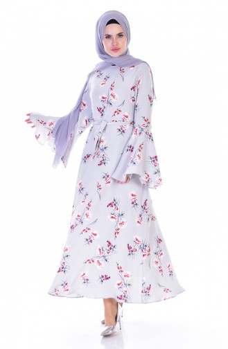 Gray Hijab Dress 0139-01