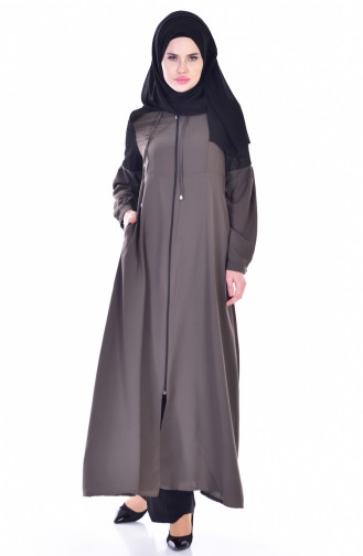 Abaya avec Poches 4901-01 Khaki 4901-01