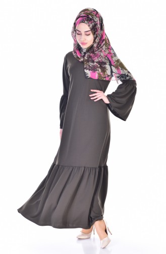 فستان بتصميم سادة وتفاصيل بكشكش 3301-06