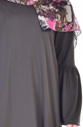 فستان بتصميم سادة وتفاصيل بكشكش 3301-06