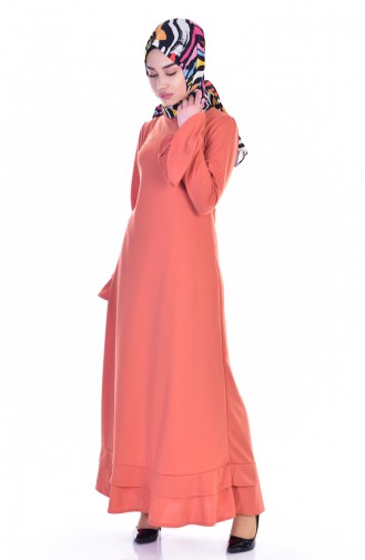 فستان بتصميم سادة مع تفاصيل بكشكش  3304-04