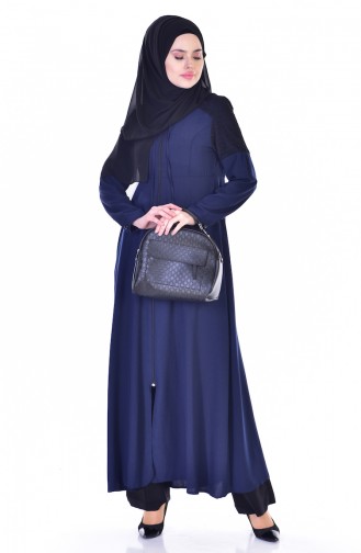 Abaya avec Poches 4901-02 Bleu Marine 4901-02