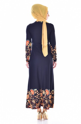 فستان بتصميم مطبع مع حزام خصر 5502-02