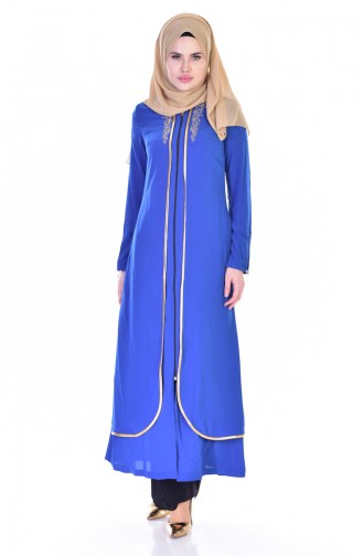 Abaya Bordé 5101-02 Bleu 5101-02