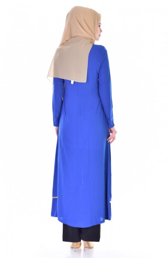 Besticktes Abaya 5101-02 Blau 5101-02