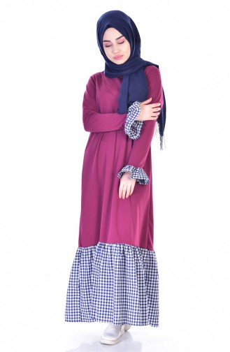 Plum Hijab Dress 3302-04