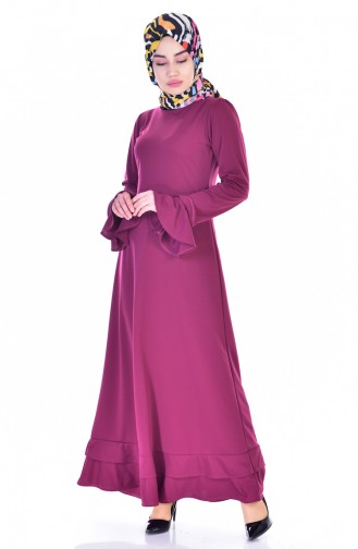 فستان بتصميم سادة مع تفاصيل بكشكش  3304-02