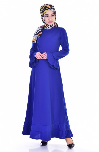 فستان بتصميم سادة مع تفاصيل بكشكش  3304-06
