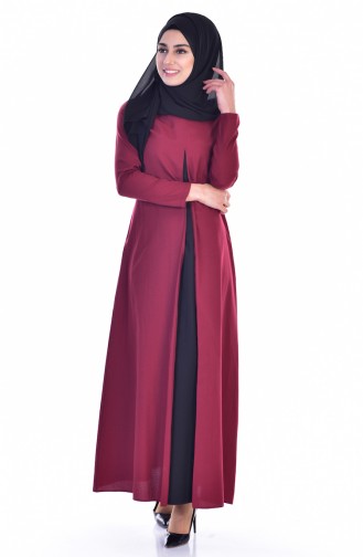 Claret Red Hijab Dress 2915-02