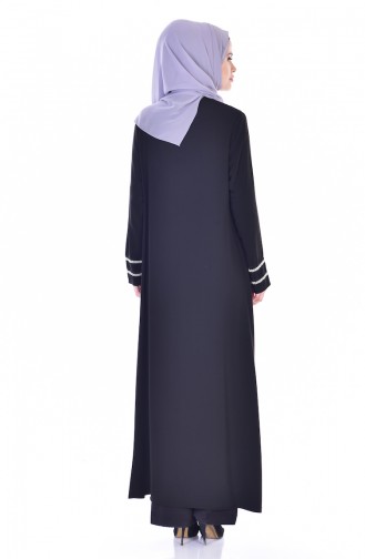 Abaya Bordé de Perles 0002-01 Noir 0002-01