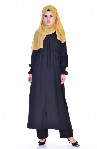 Abaya mit Gummi 4601-01 Schwarz 4601-01