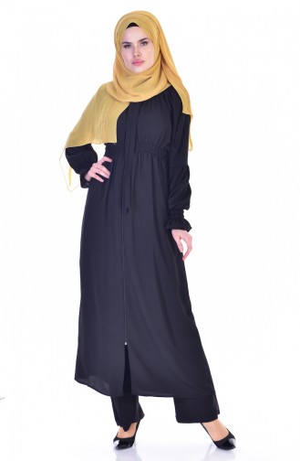 Abaya mit Gummi 4601-01 Schwarz 4601-01