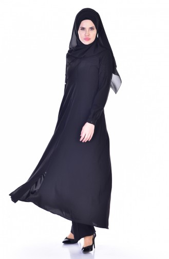 Abaya avec Poches 4901-03 Noir 4901-03