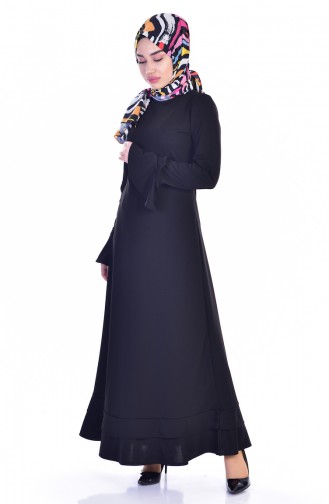 Fırfırlı Elbise 3304-05 Siyah