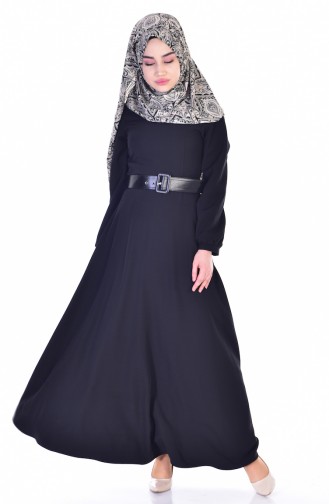 Schwarz Hijab Kleider 4402-02
