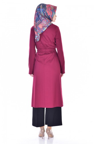 Hijab Mantel mit Seilgürtel 2201-01 Weinrot 2301-02