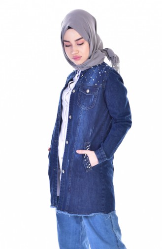 Veste Jean avec Perles 5126-01 Bleu Marine 5126-01