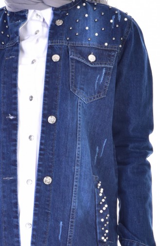 Veste Jean avec Perles 5126-01 Bleu Marine 5126-01