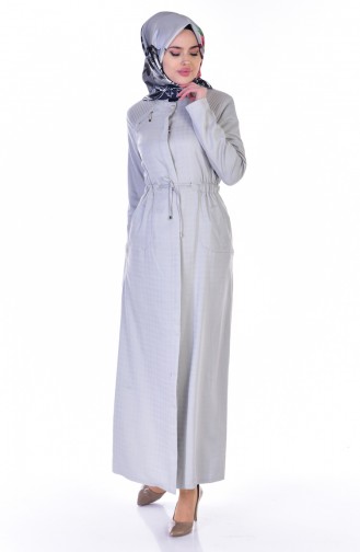 Hijab Mantel mit Seilgürtel  2201-02 Grau 2201-02