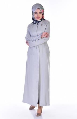 Hijab Mantel mit Seilgürtel  2201-02 Grau 2201-02
