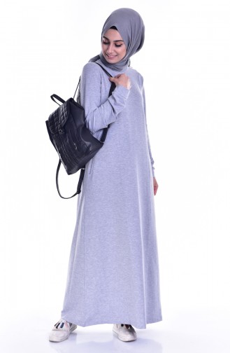 Gray Hijab Dress 8111-04