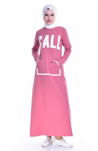 Dusty Rose Hijab Dress 8098-06