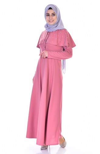 Beige-Rose Hijab Kleider 1858-02