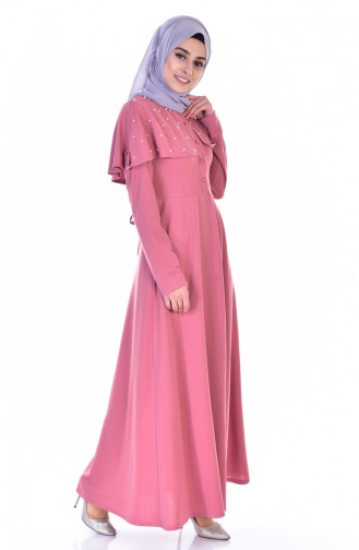 Beige-Rose Hijab Kleider 1858-02