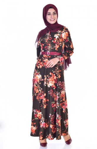 Khaki Hijab Dress 4132-02