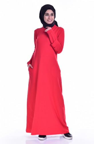 Sıfır Yaka Spor Elbise 8111-01 Kırmızı