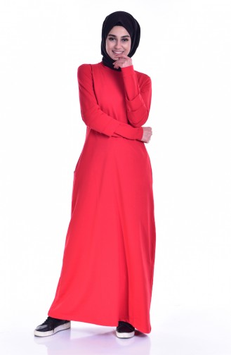 Red Hijab Dress 8111-01