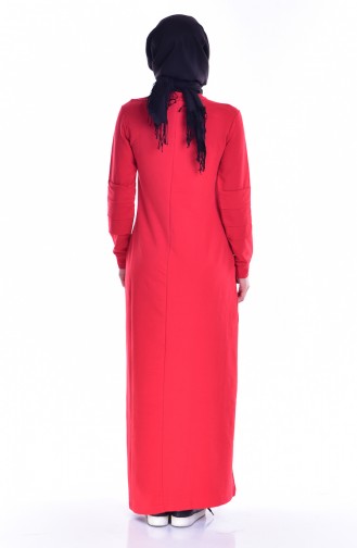 Sıfır Yaka Spor Elbise 8111-01 Kırmızı