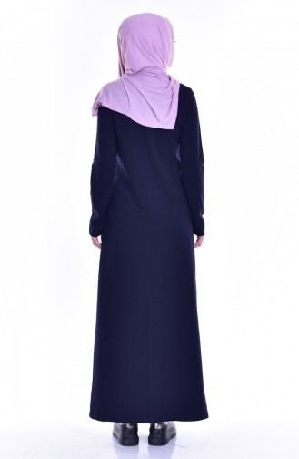 Navy Blue Hijab Dress 8098-02