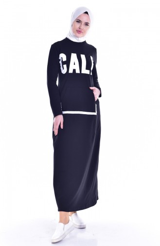 Black Hijab Dress 8098-01